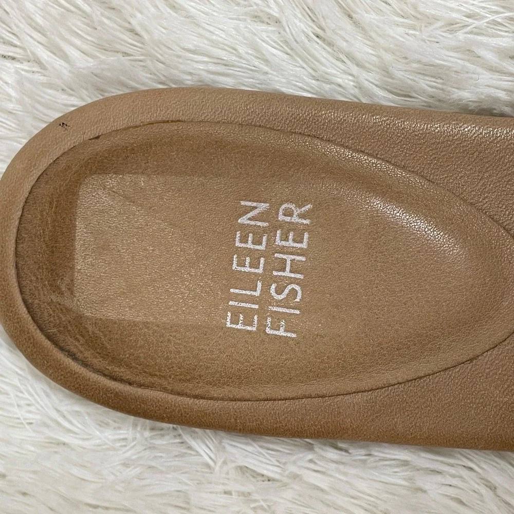 eileen fisher kore tumbled leather thong sandals tan womens 9 minimalist neutral